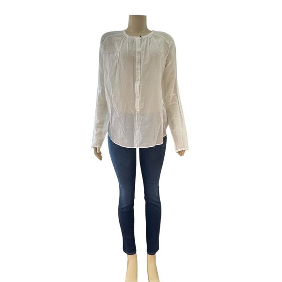 Pomandere Womens Long Sleeve Cotton Silk Top Size 42 Minimalist Lagenlook White - Picture 2 of 16